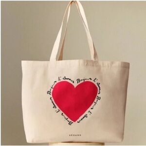 ❤️🇫🇷 Sezane L’Amour Red Heart 100% Cotton Tote Bag Valentine’s Day! ❤️ NWOT